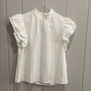 THML White Ruffle Sleeve Blouse